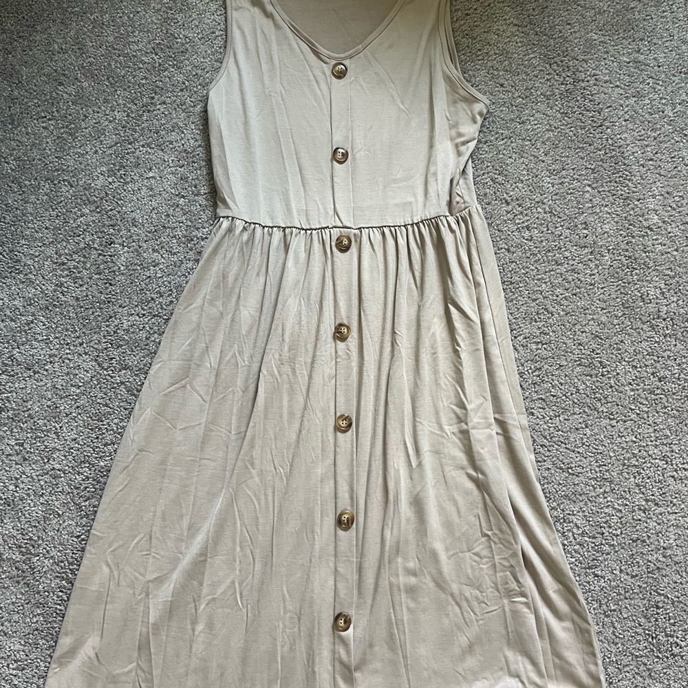 Cream mid length tank top dress